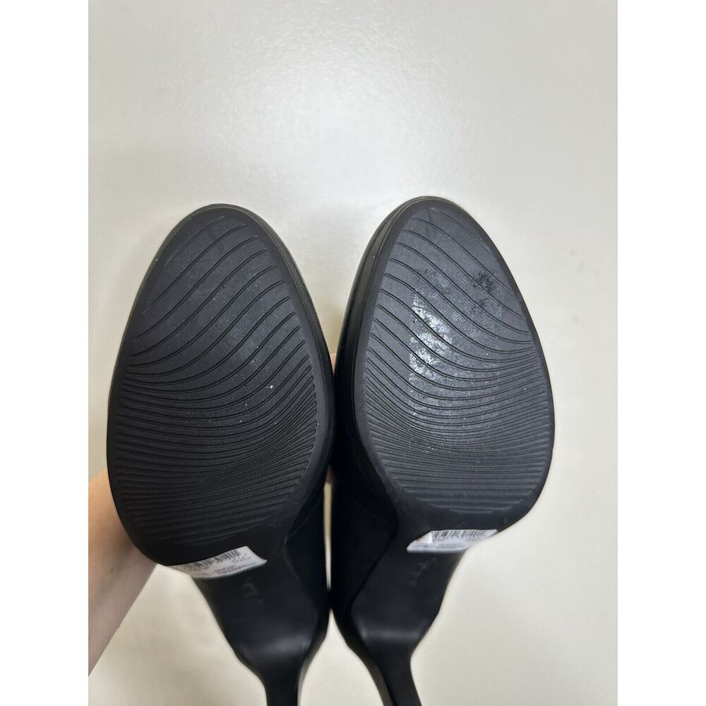 Clarks Ambyr Joy High-Heel Black Leather Satin Platform Pumps Size 9.5M Round - Picture 11 of 11